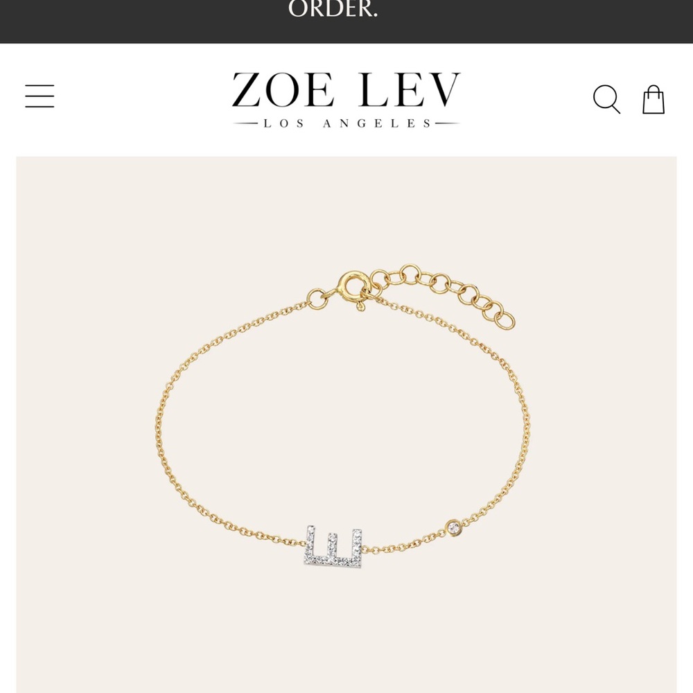 Zoe Lev dimond initial Bezel Bracelet with letter C